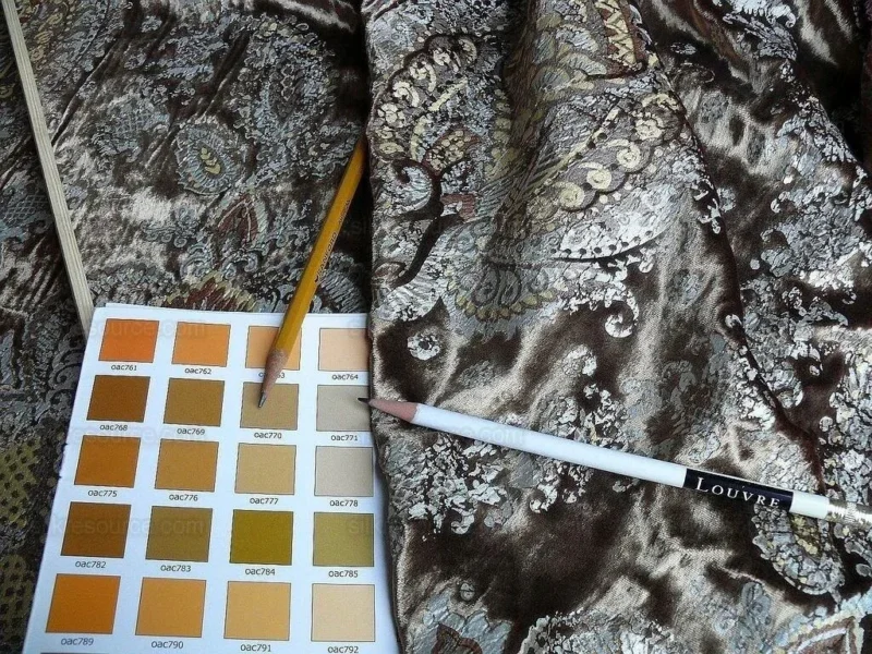P1630187.jpg Brunschwig & Fils Octavia Silk Velvet Print Tiger's Eye Black Brown Gold MSRP USD 394/y