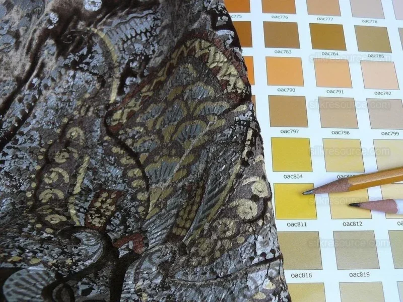 P1630189.jpg Brunschwig & Fils Octavia Silk Velvet Print Tiger's Eye Black Brown Gold MSRP USD 394/y
