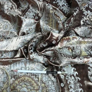 P1630190.jpg Brunschwig & Fils Octavia Silk Velvet Print Tiger's Eye Black Brown Gold MSRP USD 394/y