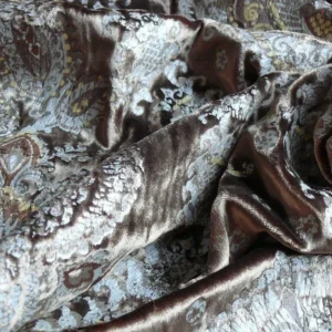 P1630191.jpg Brunschwig & Fils Octavia Silk Velvet Print Tiger's Eye Black Brown Gold MSRP USD 394/y