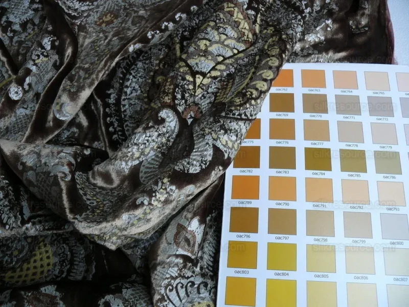 P1630194.jpg Brunschwig & Fils Octavia Silk Velvet Print Tiger's Eye Black Brown Gold MSRP USD 394/y