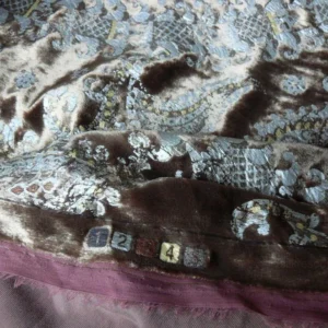 P1630195.jpg Brunschwig & Fils Octavia Silk Velvet Print Tiger's Eye Black Brown Gold MSRP USD 394/y