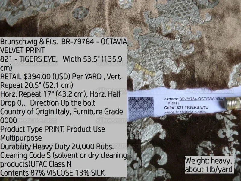 P1630197.jpg Brunschwig & Fils Octavia Silk Velvet Print Tiger's Eye Black Brown Gold MSRP USD 394/y