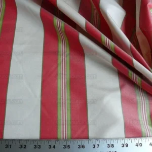 P1630199.jpg By yard Brunschwig and Fils 100% Silk Taffeta Stripe Hot Pink Green Cream Reversible MSRP USD 270/Y