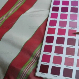 P1630200.jpg By yard Brunschwig and Fils 100% Silk Taffeta Stripe Hot Pink Green Cream Reversible MSRP USD 270/Y