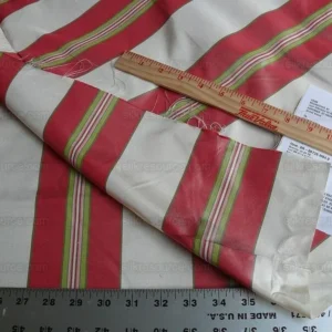 P1630202.jpg By yard Brunschwig and Fils 100% Silk Taffeta Stripe Hot Pink Green Cream Reversible MSRP USD 270/Y