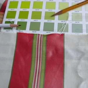 P1630204.jpg By yard Brunschwig and Fils 100% Silk Taffeta Stripe Hot Pink Green Cream Reversible MSRP USD 270/Y