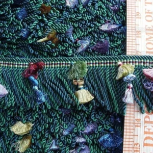 BRUNSCHWIG & FILS SILK TRIM TASSEL BULLION EMERALD GREEN PINK BRUNSCHWIG & FILS SILK TRIM TASSEL BULLION EMERALD GREEN PINK