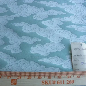 P1630377.jpg Lee Jofa G P&J Baker Clouds Aqua Blue White Chinoiserie Reversible Damask Cotton MSRP USD 148/y