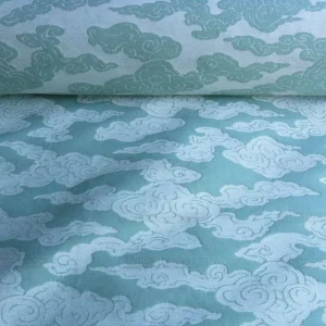 P1630378.jpg Lee Jofa G P&J Baker Clouds Aqua Blue White Chinoiserie Reversible Damask Cotton MSRP USD 148/y