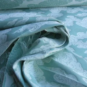 P1630380.jpg Lee Jofa G P&J Baker Clouds Aqua Blue White Chinoiserie Reversible Damask Cotton MSRP USD 148/y
