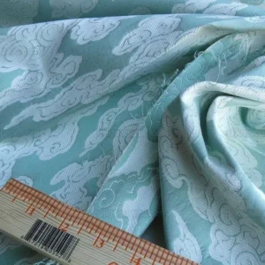 P1630381.jpg Lee Jofa G P&J Baker Clouds Aqua Blue White Chinoiserie Reversible Damask Cotton MSRP USD 148/y