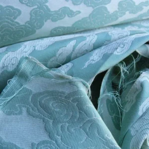 P1630382.jpg Lee Jofa G P&J Baker Clouds Aqua Blue White Chinoiserie Reversible Damask Cotton MSRP USD 148/y