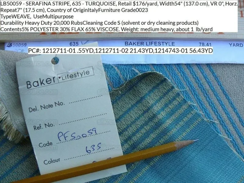 P1630482.jpg 0.55y Lee Jofa Baker Lifestyle Serafina Stripe Turquoise Blue Woven