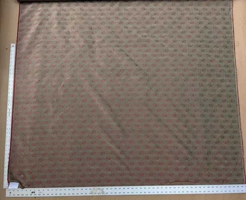 Bty Scalamandre Vanessa 100% Silk Lampas Petit Flower Red Green Historical MSRP USD 288/Y