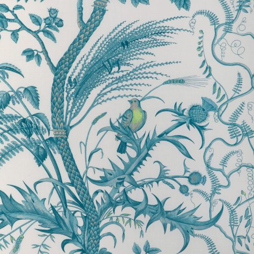BR-79431_513 Brunschwig & Fils Bird & Thistle Print Aqua MSRP USD 316/y