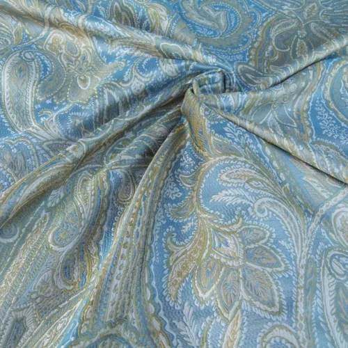 Bty Kravet Grammercy Park in Delft Blue Paisley Blue Green Grey Silver Silk Damask MSRP USD198/y