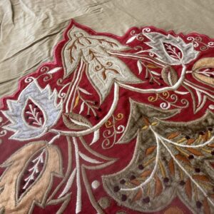 img_3395-2 Lee Jofa Alexandria Silk Linen Embroidery Velvet Applique Museum Quality Red Gold Copper MSRP0/y