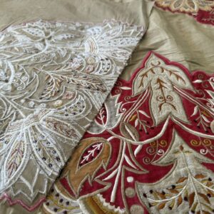 img_3396-2 Lee Jofa Alexandria Silk Linen Embroidery Velvet Applique Museum Quality Red Gold Copper MSRP0/y