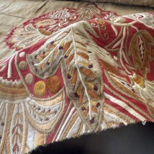 img_3397-2 Lee Jofa Alexandria Silk Linen Embroidery Velvet Applique Museum Quality Red Gold Copper MSRP0/y