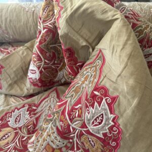 img_3399-2 Lee Jofa Alexandria Silk Linen Embroidery Velvet Applique Museum Quality Red Gold Copper MSRP0/y