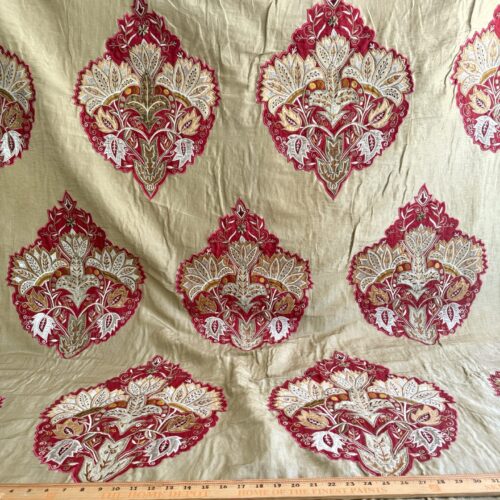 Lee Jofa Alexandria Silk Linen Embroidery Velvet Applique Museum Quality Red Gold Copper MSRP0/y