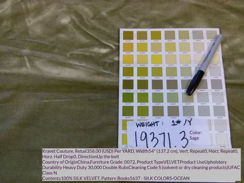 P1000139.jpg 2.84y Kravet Minuet Silk Velvet Sage 100%silk MSRP USD 358/y