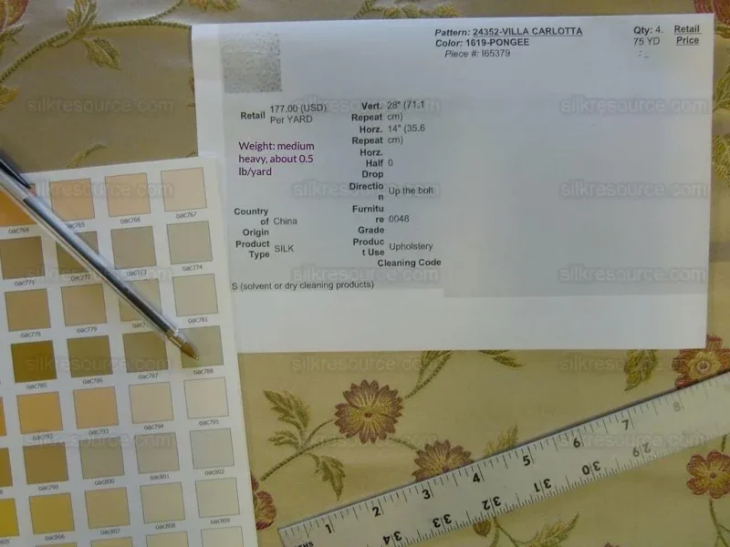 Kravet Villa Carlotta Pongee 100%silk Lampas Chinoiserie Peony Rose Vine MSRP USD 177Y