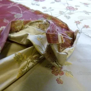 Kravet Villa Carlotta Pongee 100%silk Lampas Chinoiserie Peony Rose Vine MSRP USD 177Y