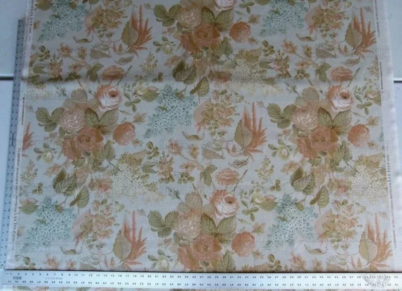 P1000345.jpg BY Yd Lee Jofa Clarendon Linen Print Floral Beige Pink Natural English Cottage Garden Heavy Linen MSRP USD 276/y