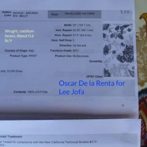 P1000360.jpg By yard Lee Jofa Arcadia Multi by Oscar De La Renta Blue Red Orange Mocha Mustard Cotton Sateen MSRP USD 284/y