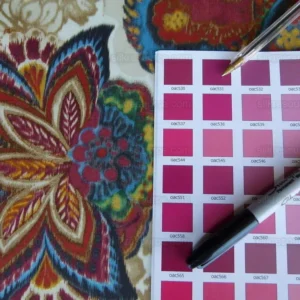 P1000362.jpg By yard Lee Jofa Arcadia Multi by Oscar De La Renta Blue Red Orange Mocha Mustard Cotton Sateen MSRP USD 284/y