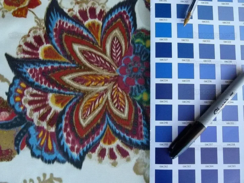 P1000364.jpg By yard Lee Jofa Arcadia Multi by Oscar De La Renta Blue Red Orange Mocha Mustard Cotton Sateen MSRP USD 284/y