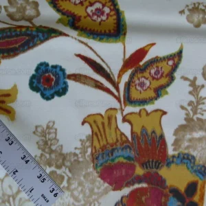 P1000366.jpg By yard Lee Jofa Arcadia Multi by Oscar De La Renta Blue Red Orange Mocha Mustard Cotton Sateen MSRP USD 284/y