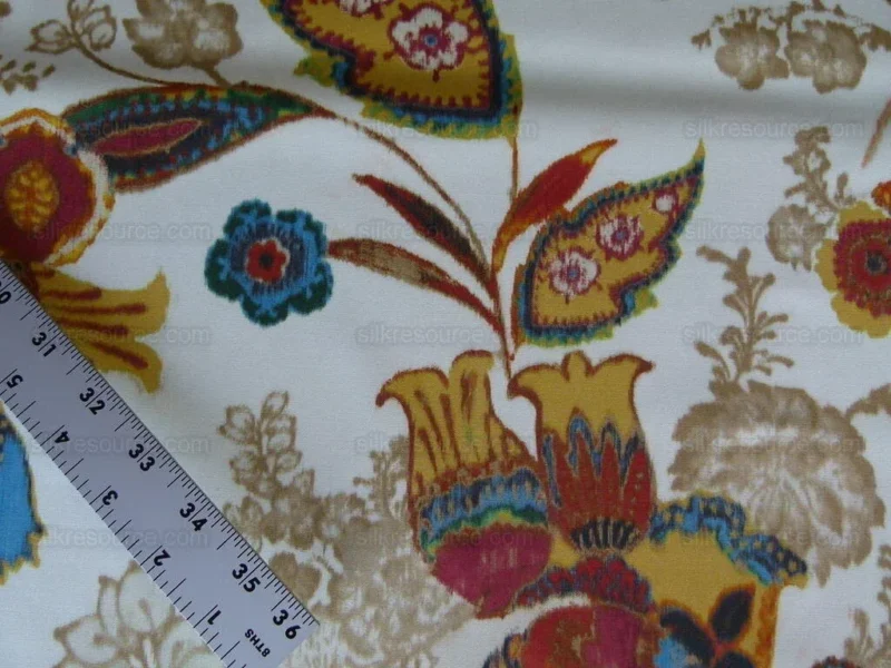 P1000366.jpg By yard Lee Jofa Arcadia Multi by Oscar De La Renta Blue Red Orange Mocha Mustard Cotton Sateen MSRP USD 284/y