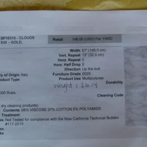 P1000562.jpg By Yd Gp&j Baker Clouds Gold Yellow Blend Chinoiserie Reversible Damask Cotton MSRP USD 148/y