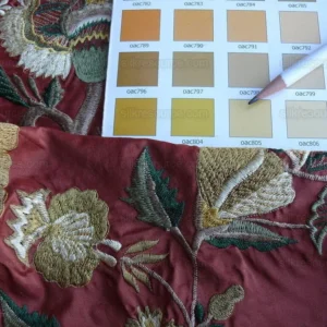 P1630542.jpg by yard Lee Jofa Dana Embroidery.brick Silk Red Flower Power Tree Of Life MSRP USD 498/y