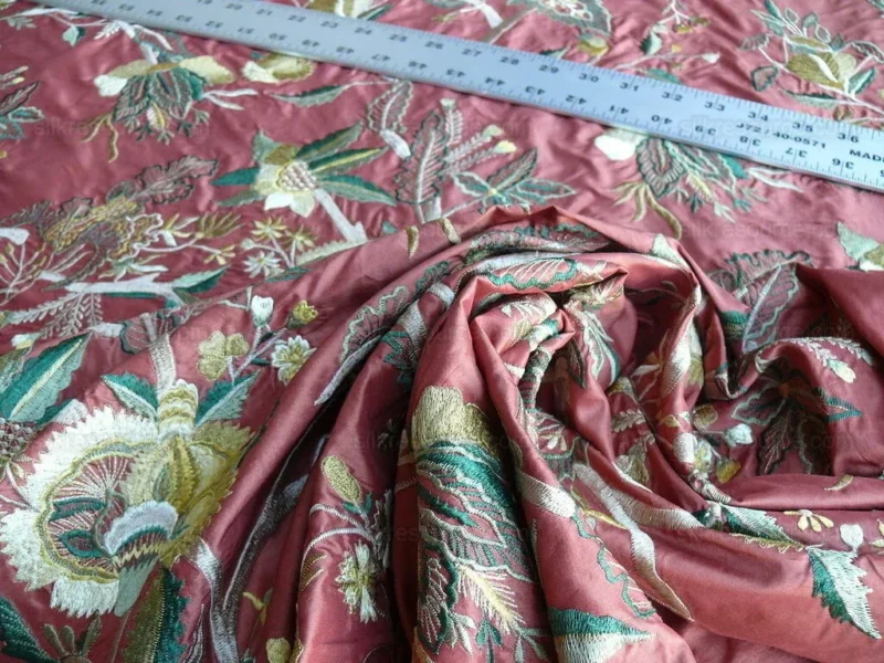 P1630544.jpg by yard Lee Jofa Dana Embroidery.brick Silk Red Flower Power Tree Of Life MSRP USD 498/y