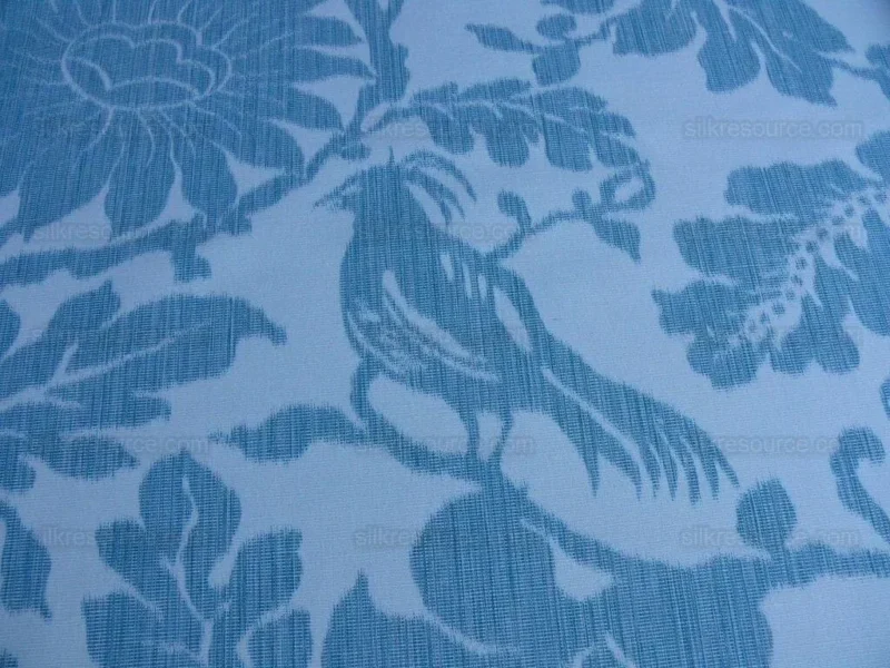P1630557.jpg 1.5yd Lee Jofa Kali Damask.teal Blue White Bird Flower Linen Cotton Reversible MSRP USD 264/y