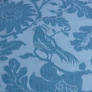 P1630561.jpg 1.5yd Lee Jofa Kali Damask.teal Blue White Bird Flower Linen Cotton Reversible MSRP USD 264/y