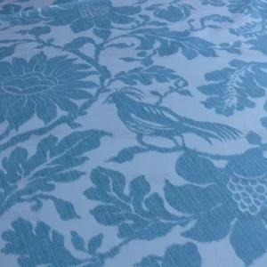 P1630565.jpg 1.5yd Lee Jofa Kali Damask.teal Blue White Bird Flower Linen Cotton Reversible MSRP USD 264/y
