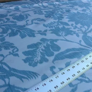 P1630568.jpg 1.5yd Lee Jofa Kali Damask.teal Blue White Bird Flower Linen Cotton Reversible MSRP USD 264/y