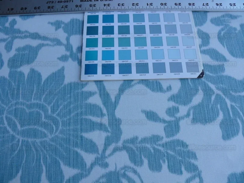 P1630569.jpg 1.5yd Lee Jofa Kali Damask.teal Blue White Bird Flower Linen Cotton Reversible MSRP USD 264/y
