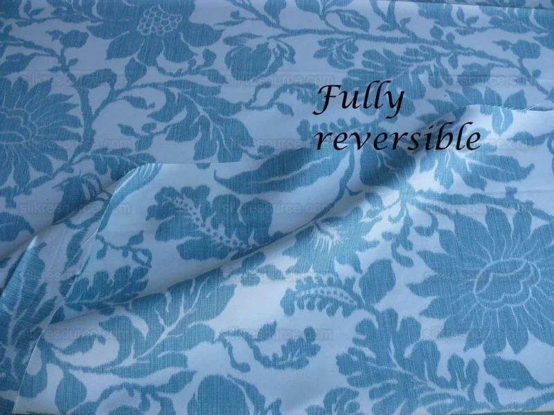 P1630571.jpg 1.5yd Lee Jofa Kali Damask.teal Blue White Bird Flower Linen Cotton Reversible MSRP USD 264/y