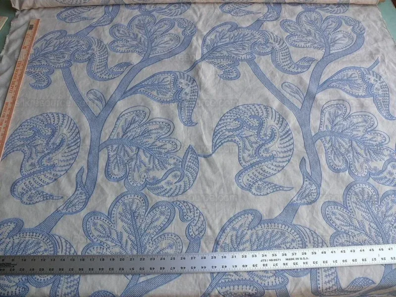 P1630573.jpg 1.38yd Lee Jofa Whitcomb.aegean Blue White Embroidery Linen MSRP USD 336/Yard