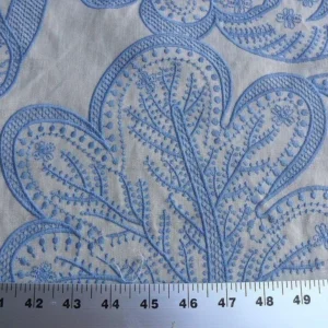 P1630574.jpg 1.38yd Lee Jofa Whitcomb.aegean Blue White Embroidery Linen MSRP USD 336/Yard