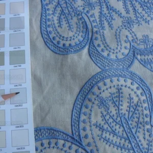 P1630577.jpg 1.38yd Lee Jofa Whitcomb.aegean Blue White Embroidery Linen MSRP USD 336/Yard