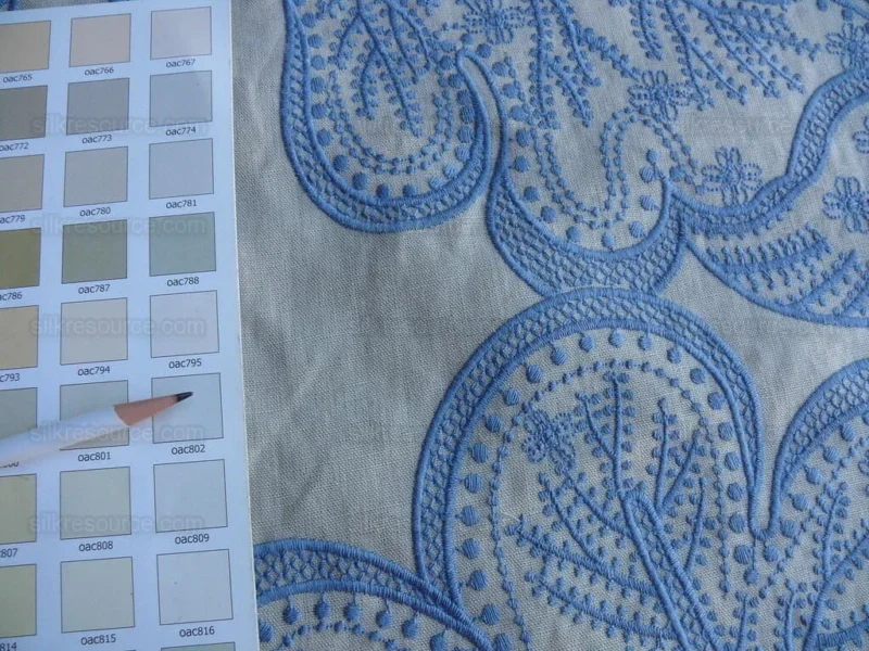 P1630577.jpg 1.38yd Lee Jofa Whitcomb.aegean Blue White Embroidery Linen MSRP USD 336/Yard