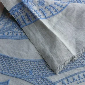 P1630579.jpg 1.38yd Lee Jofa Whitcomb.aegean Blue White Embroidery Linen MSRP USD 336/Yard
