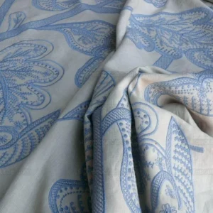 P1630580.jpg 1.38yd Lee Jofa Whitcomb.aegean Blue White Embroidery Linen MSRP USD 336/Yard